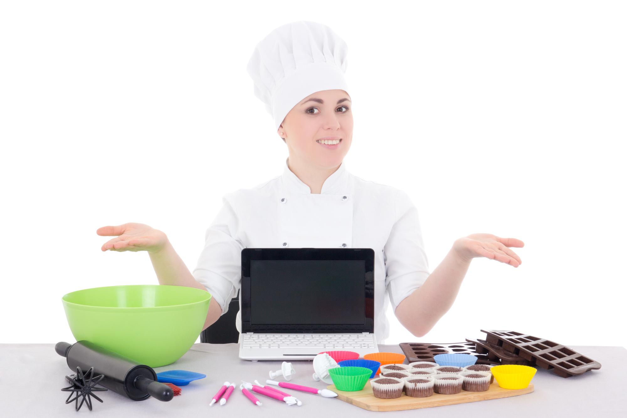 Chef che tiene una lezione online